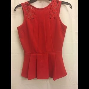 Red lace peplum top